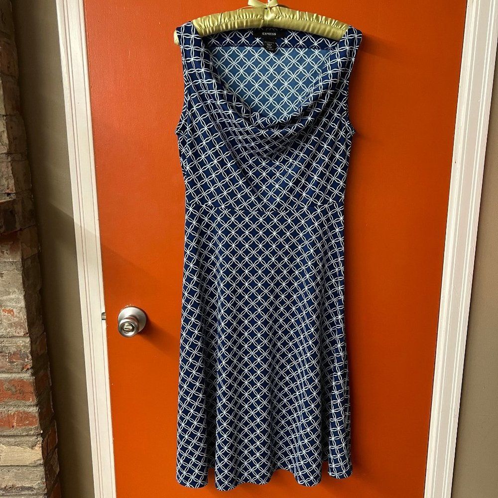 Blue Geometric Dress by Express Size 11/12